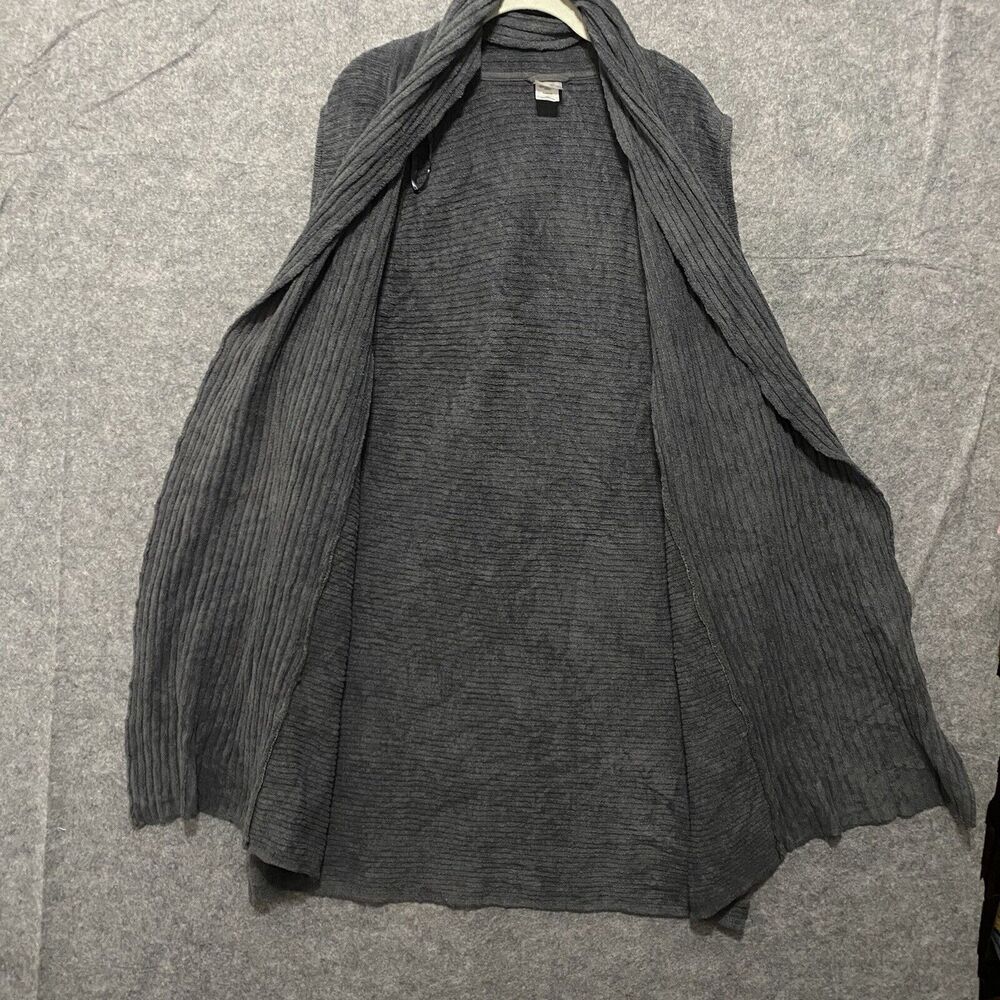 N Natori Waterfall Cardigan Sweater Womens XL Gray Longline Sleeveless Plush - Picture 2 of 7